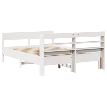 sengeramme uden madras 150x200 cm massivt fyrretræ hvid