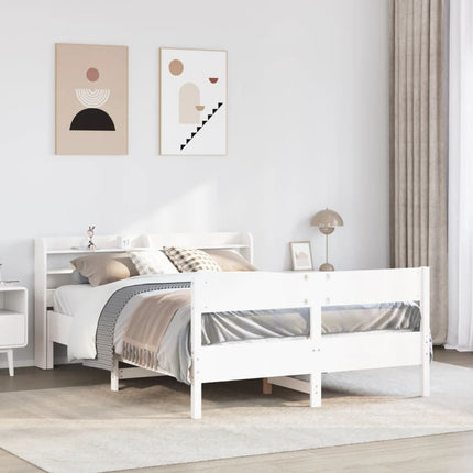 sengeramme uden madras 150x200 cm massivt fyrretræ hvid
