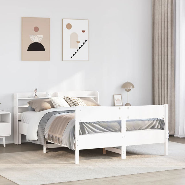 sengeramme uden madras 150x200 cm massivt fyrretræ hvid