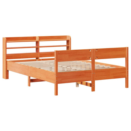 sengeramme uden madras 150x200 cm massivt fyrretræ gyldenbrun