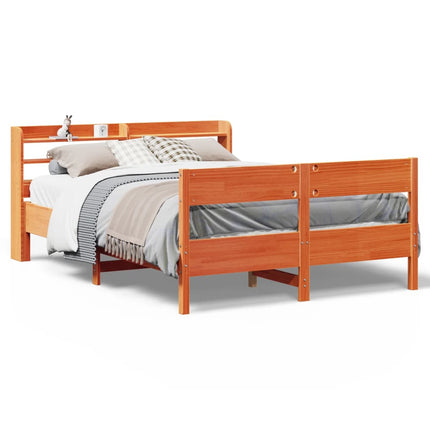 sengeramme uden madras 140x200 cm massivt fyr gyldenbrun