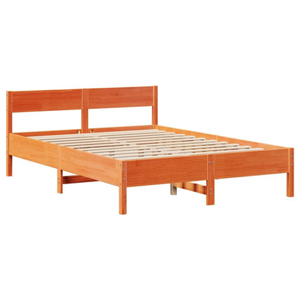 sengeramme uden madras 140x200 cm massivt fyr gyldenbrun