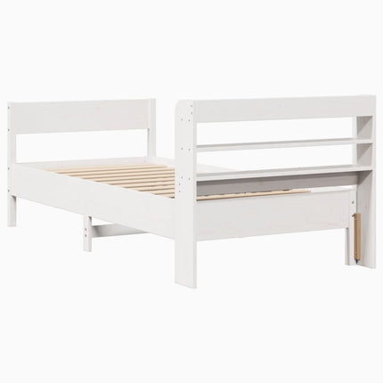 sengeramme uden madras 100x200 cm massivt fyrretræ hvid