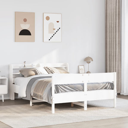 sengeramme uden madras 140x190 cm massivt fyrretræ hvid