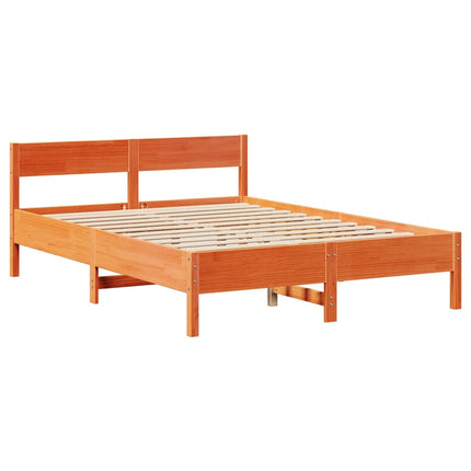 sengeramme uden madras 140x190 cm massivt fyrretræ gyldenbrun