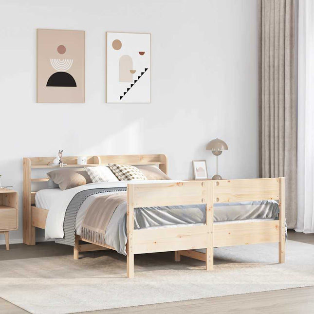 sengeramme uden madras 135x190 cm massivt fyrretræ hvid