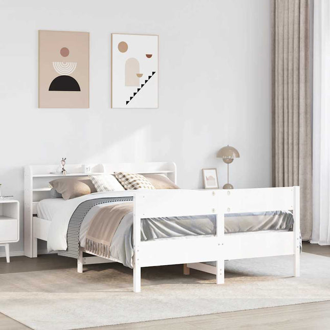 sengeramme uden madras 120x190 cm massivt fyrretræ hvid