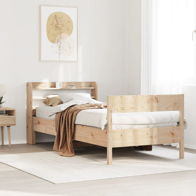 sengeramme uden madras 75x190 cm massivt fyrretræ