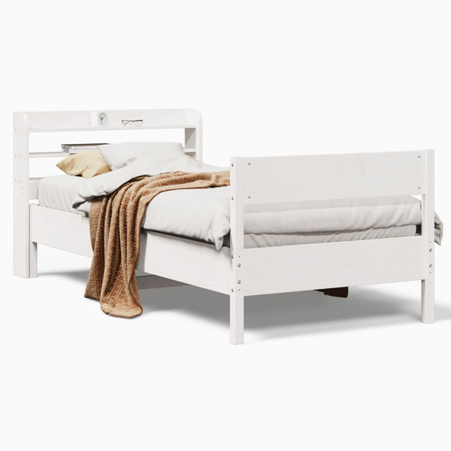 sengeramme uden madras 75x190 cm massivt fyrretræ hvid