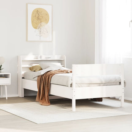 sengeramme uden madras 75x190 cm massivt fyrretræ hvid