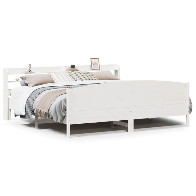 sengeramme uden madras 200x200 cm massivt fyrretræ hvid