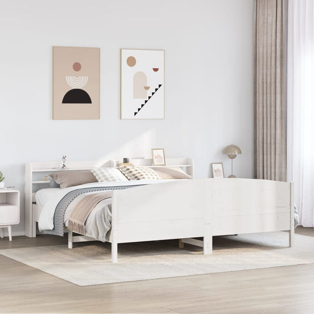 sengeramme uden madras 200x200 cm massivt fyrretræ hvid