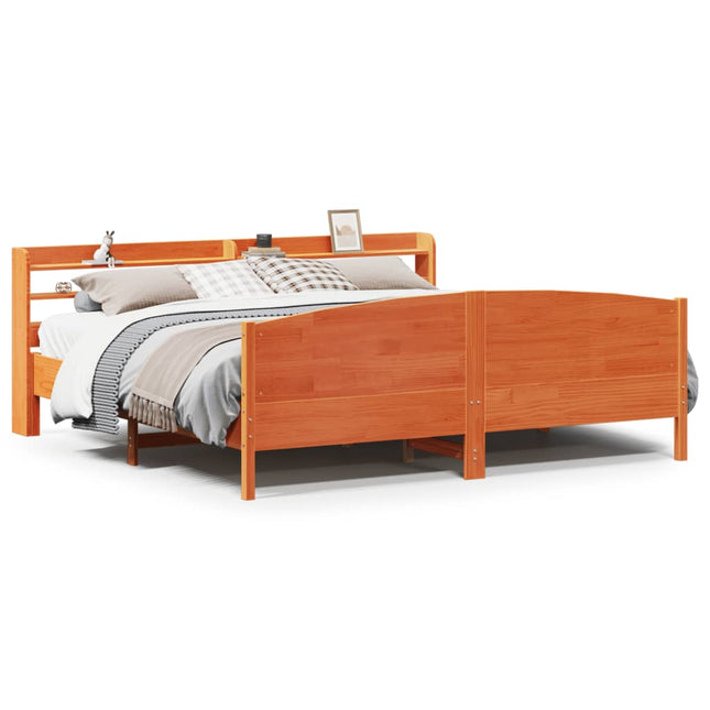 sengeramme uden madras 200x200 cm massivt fyrretræ gyldenbrun