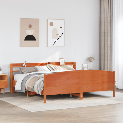 sengeramme uden madras 180x200 cm massivt fyrretræ gyldenbrun