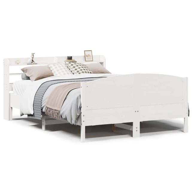 sengeramme uden madras 150x200 cm massivt fyrretræ hvid