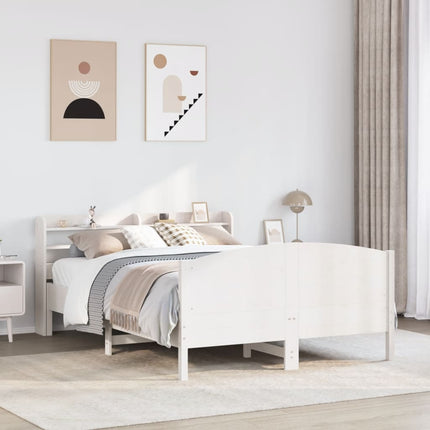 sengeramme uden madras 150x200 cm massivt fyrretræ hvid