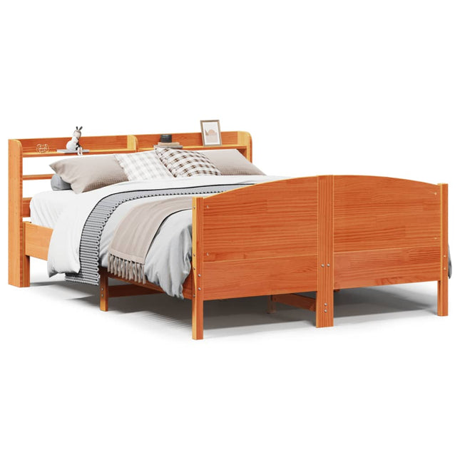 sengeramme uden madras 150x200 cm massivt fyrretræ gyldenbrun