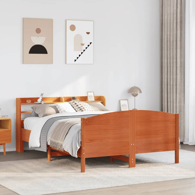 sengeramme uden madras 140x200 cm massivt fyr gyldenbrun