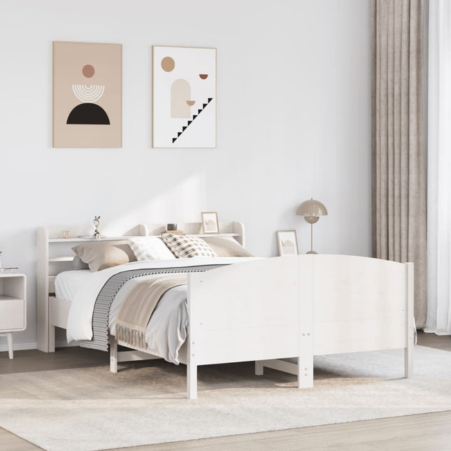 sengeramme uden madras 120x200 cm massivt fyrretræ hvid