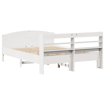 sengeramme uden madras 140x190 cm massivt fyrretræ hvid