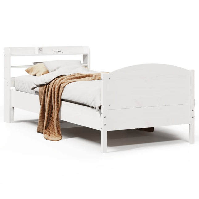 sengeramme uden madras 90x200 cm massivt fyrretræ hvid