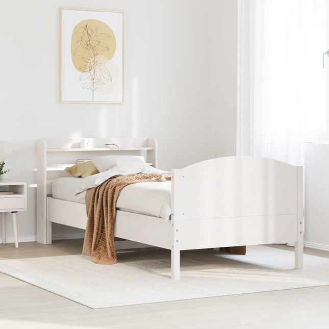 sengeramme uden madras 90x200 cm massivt fyrretræ hvid