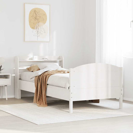 sengeramme uden madras 75x190 cm massivt fyrretræ hvid