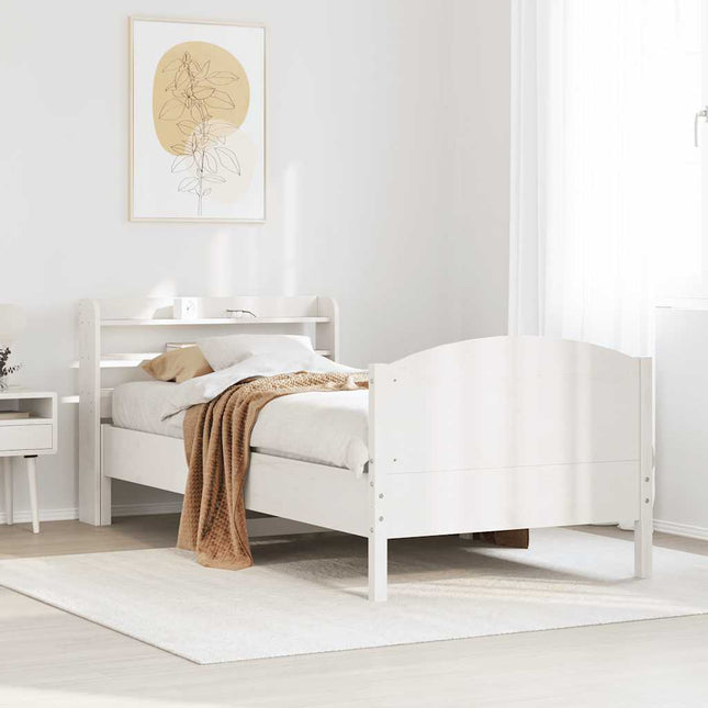 sengeramme uden madras 75x190 cm massivt fyrretræ hvid