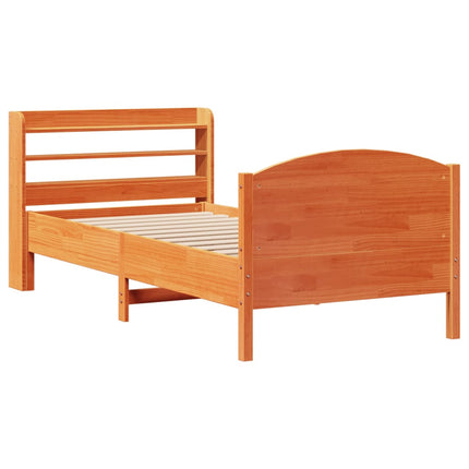 sengeramme uden madras 75x190 cm massivt fyrretræ gyldenbrun