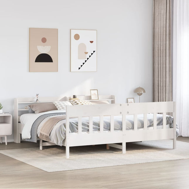 sengeramme uden madras 200x200 cm massivt fyrretræ hvid