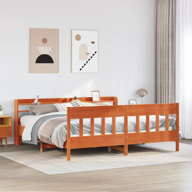 sengeramme uden madras 200x200 cm massivt fyrretræ gyldenbrun