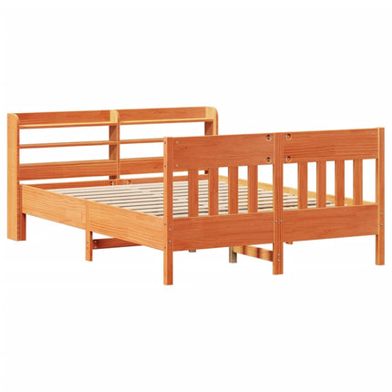sengeramme uden madras 160x200 cm massivt fyrretræ gyldenbrun