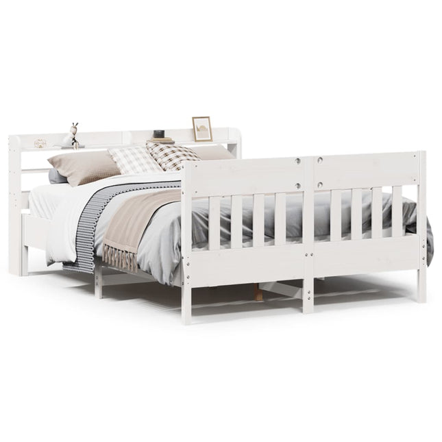 sengeramme uden madras 150x200 cm massivt fyrretræ hvid