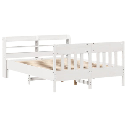 sengeramme uden madras 120x200 cm massivt fyrretræ hvid
