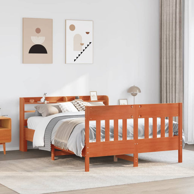 sengeramme uden madras 120x200 cm massivt fyrretræ gyldenbrun