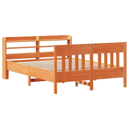 sengeramme uden madras 140x190 cm massivt fyrretræ gyldenbrun