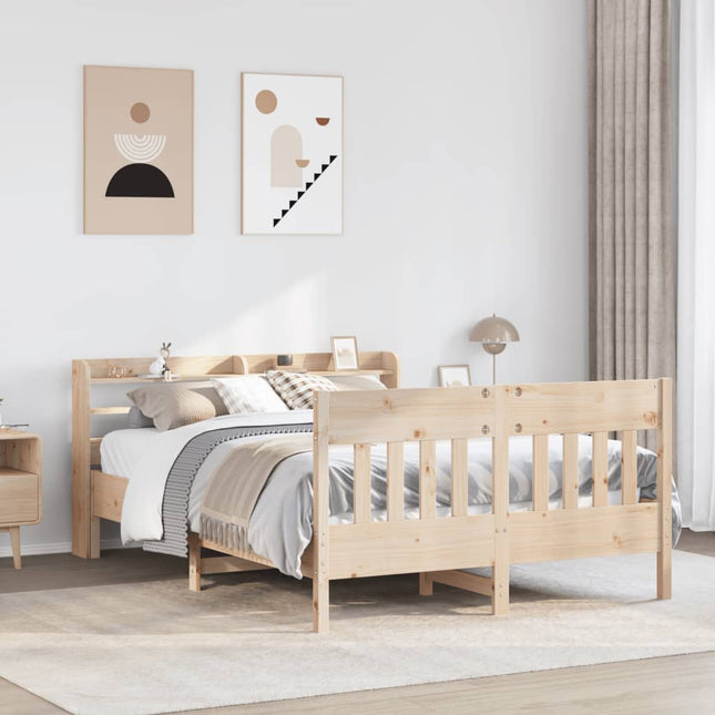 sengeramme uden madras 135x190 cm massivt fyrretræ hvid