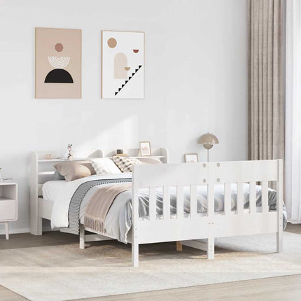 sengeramme uden madras 135x190 cm massivt fyrretræ hvid
