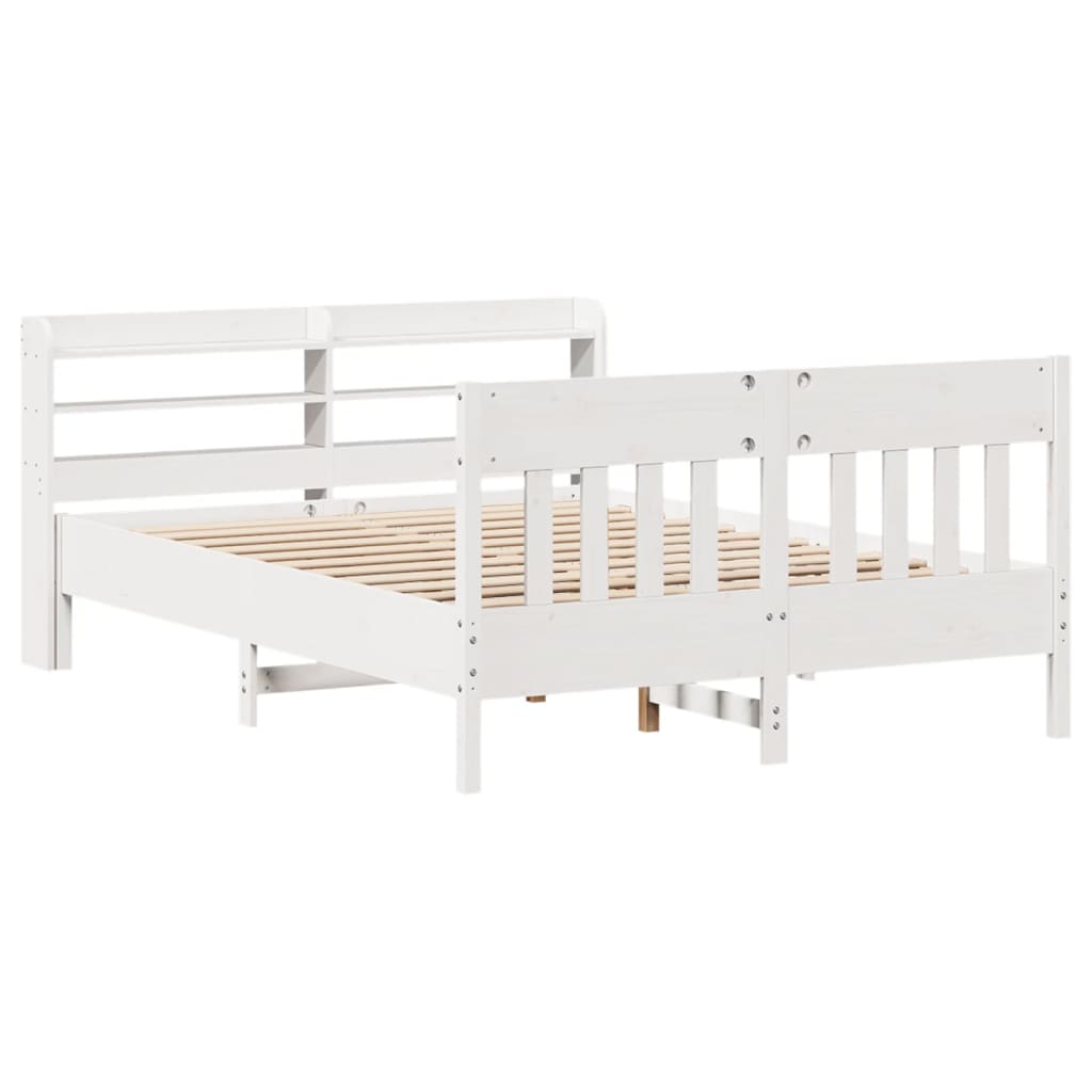 sengeramme uden madras 120x190 cm massivt fyrretræ hvid