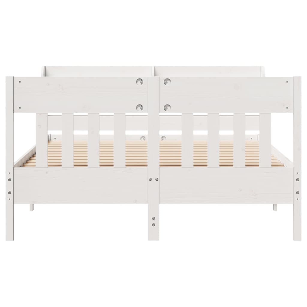 sengeramme uden madras 120x190 cm massivt fyrretræ hvid