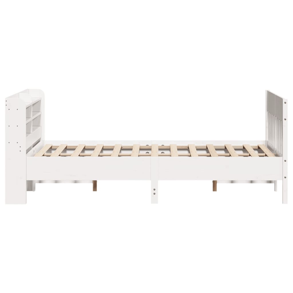 sengeramme uden madras 120x190 cm massivt fyrretræ hvid