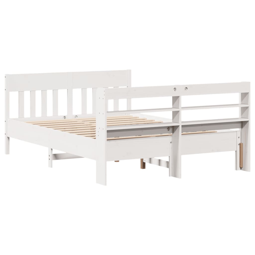 sengeramme uden madras 120x190 cm massivt fyrretræ hvid