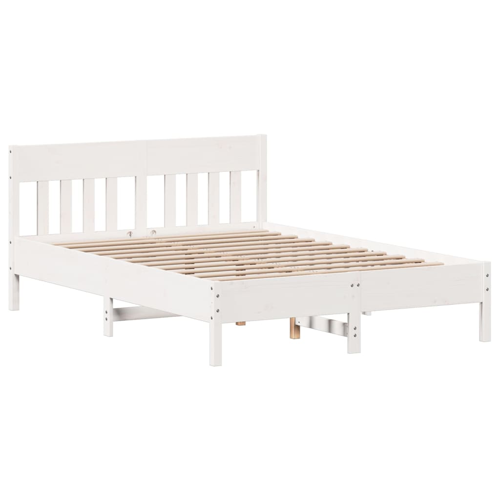 sengeramme uden madras 120x190 cm massivt fyrretræ hvid