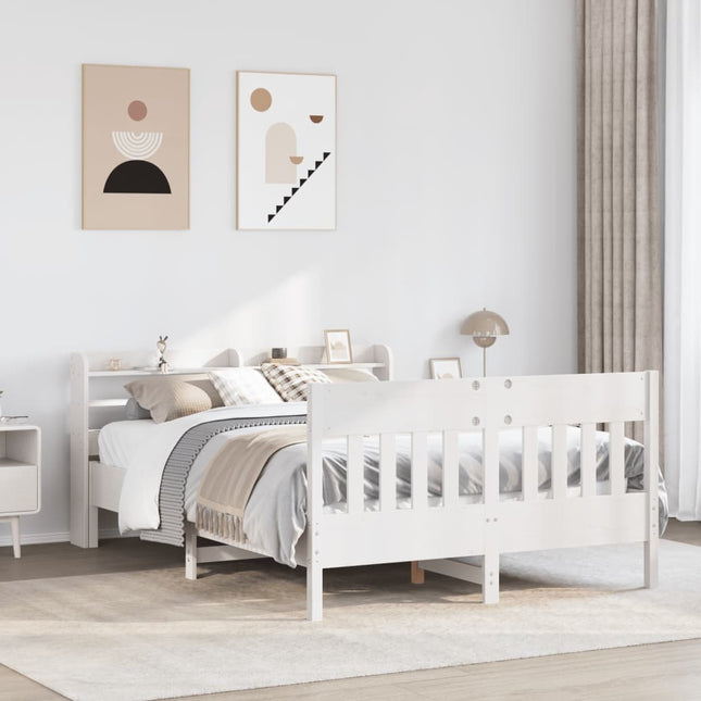 sengeramme uden madras 120x190 cm massivt fyrretræ hvid