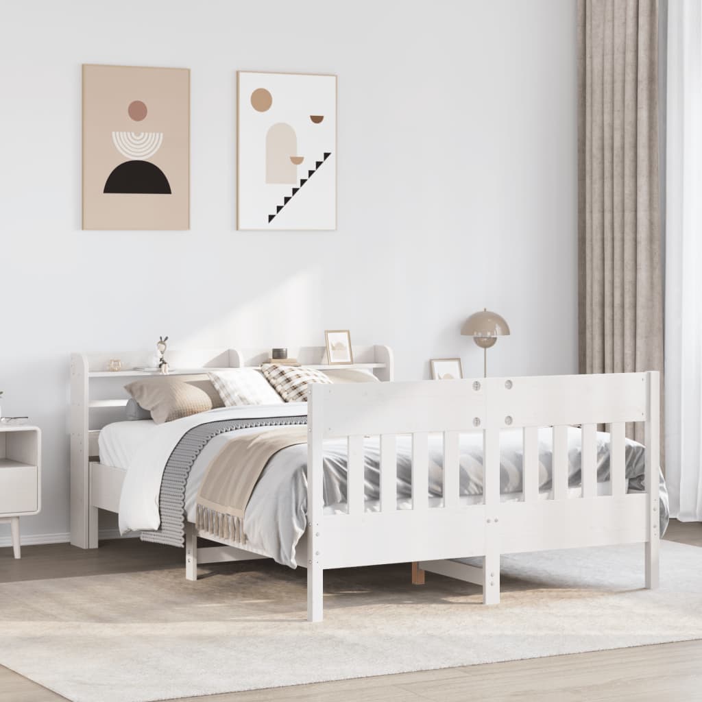 sengeramme uden madras 120x190 cm massivt fyrretræ hvid