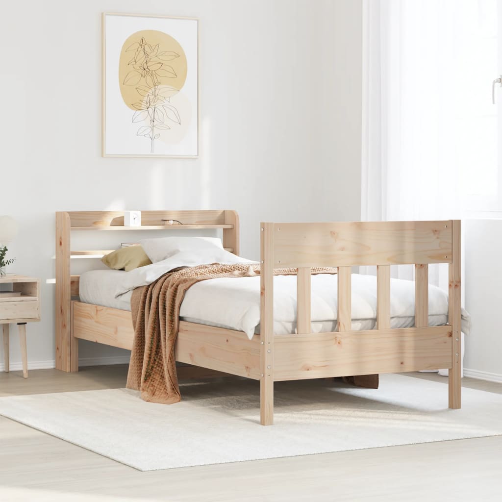 sengeramme uden madras 90x190 cm massivt fyrretræ