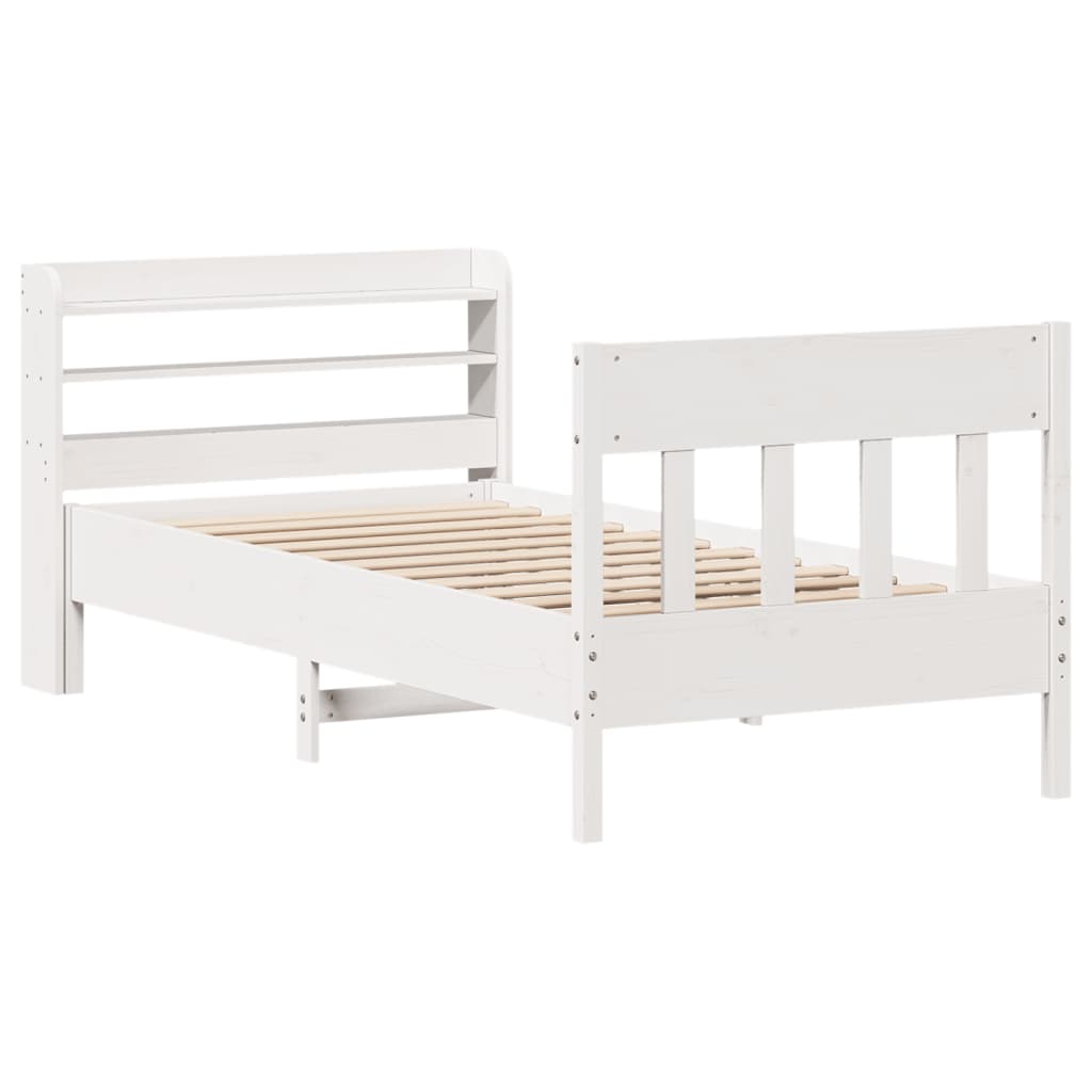 sengeramme uden madras 90x190 cm massivt fyrretræ hvid