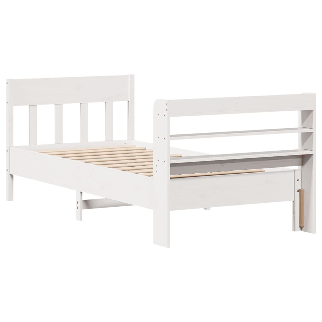 sengeramme uden madras 90x190 cm massivt fyrretræ hvid