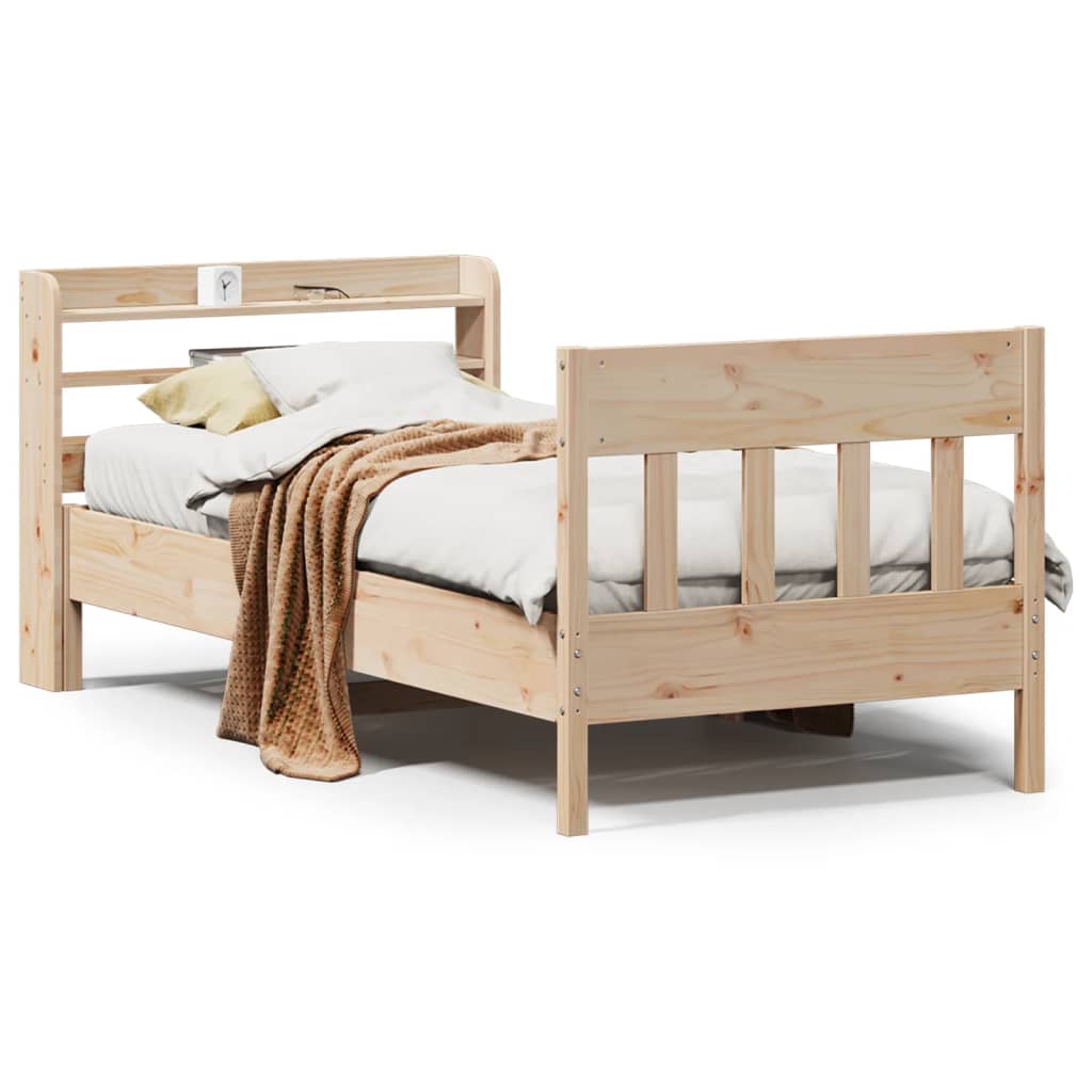sengeramme uden madras 75x190 cm massivt fyrretræ