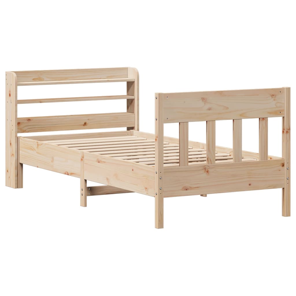 sengeramme uden madras 75x190 cm massivt fyrretræ